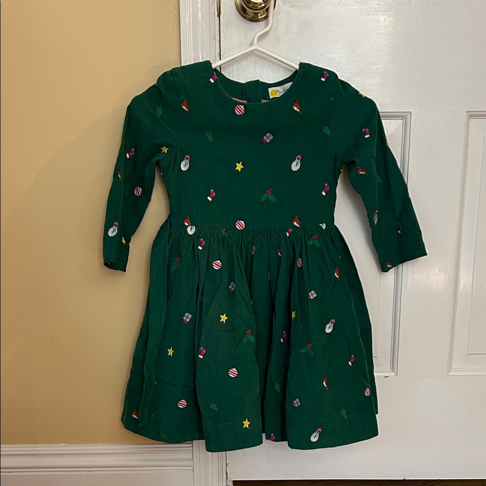 Green Kids Dress with Festive Patterns